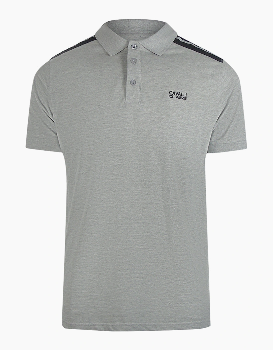 Roberto Cavalli Men's Grey Cavalli Class Taped Shoulders Polo Shirt - Size: 42