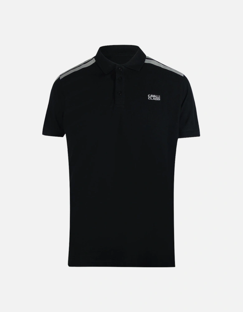 Cavalli Class Taped Shoulders Black Polo Shirt