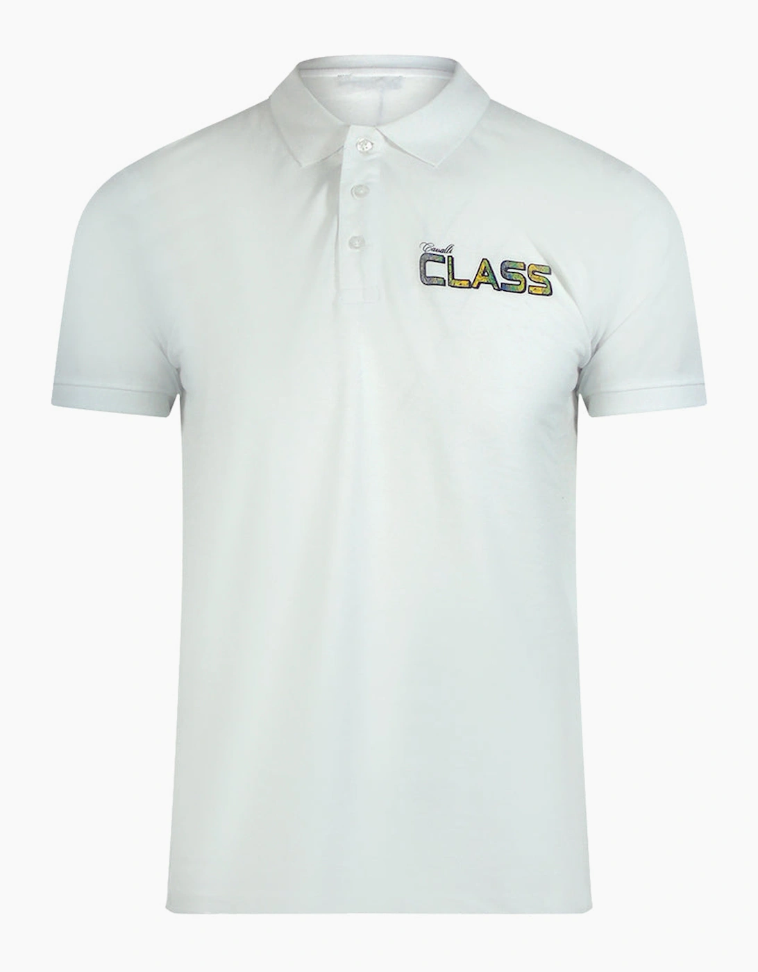 Roberto Cavalli Men's Green Cavalli Class Vibrant Floral Logo Off White Polo Shirt - Size: 40