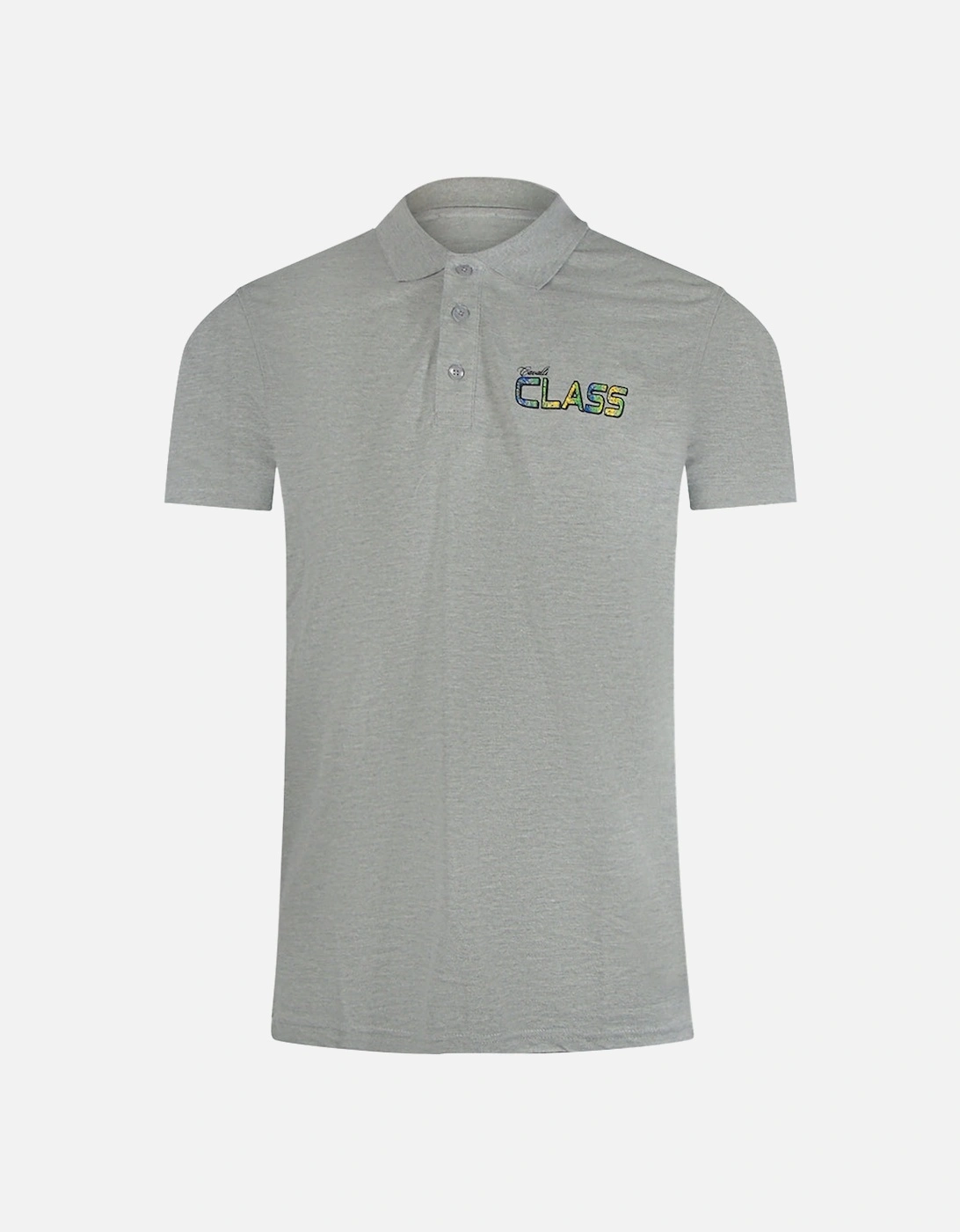 Cavalli Class Vibrant Floral Logo Grey Polo Shirt, 3 of 2