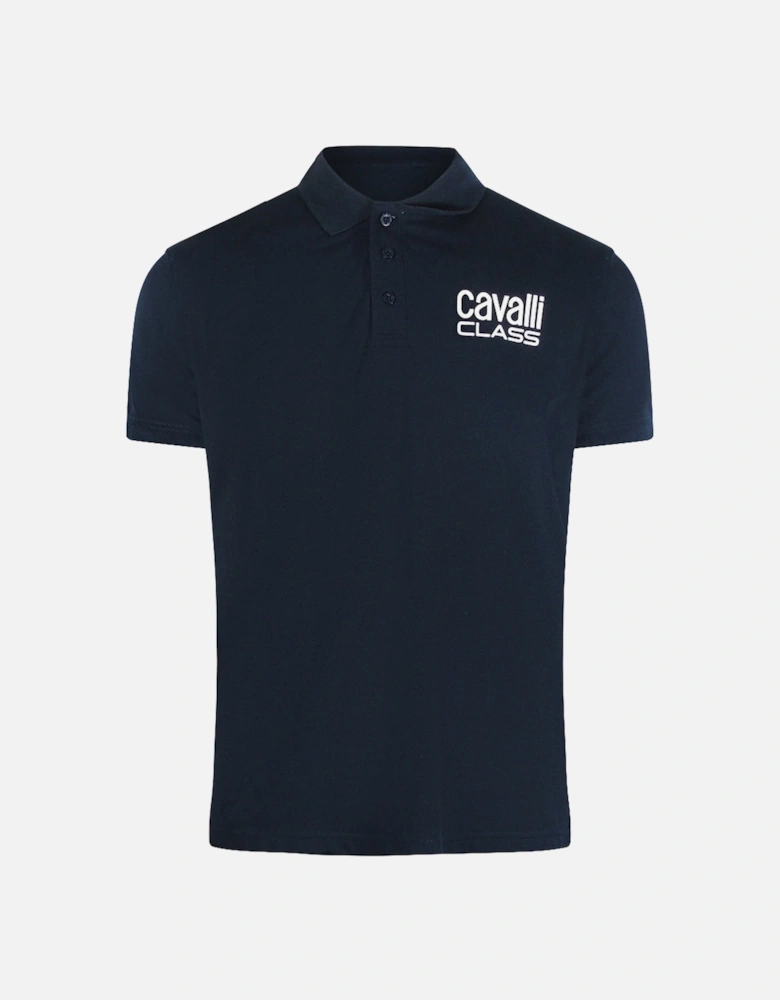 Cavalli Class Bold Logo Navy Blue Polo Shirt