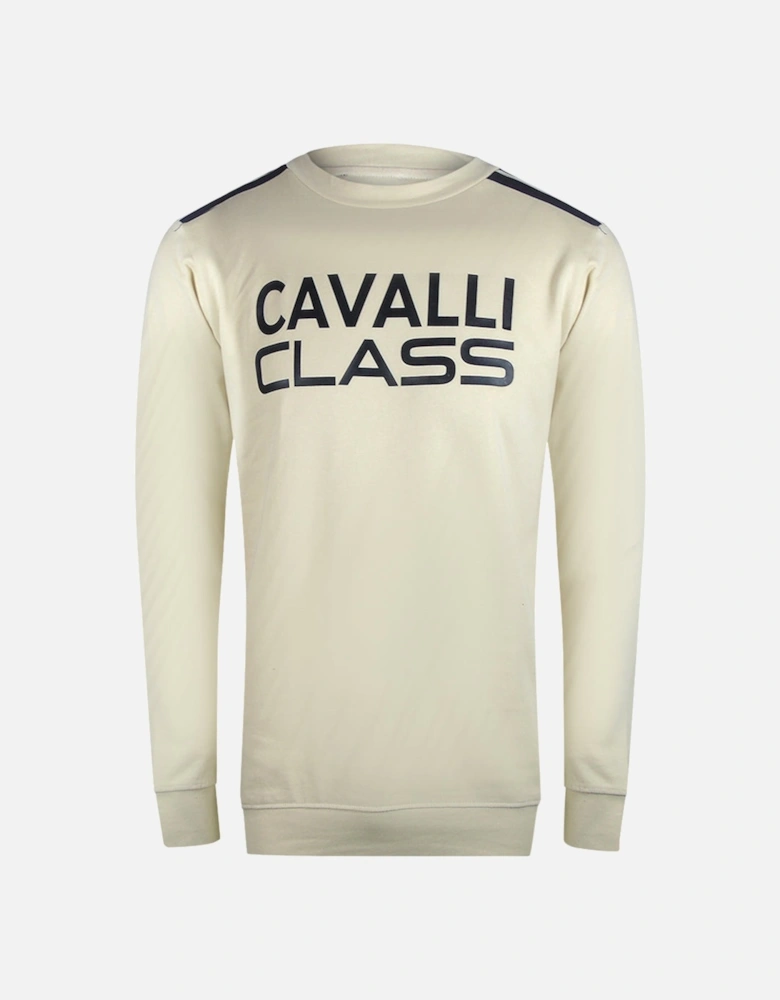 Cavalli Class Taped Shoulder Beige Sand Sweatshirt