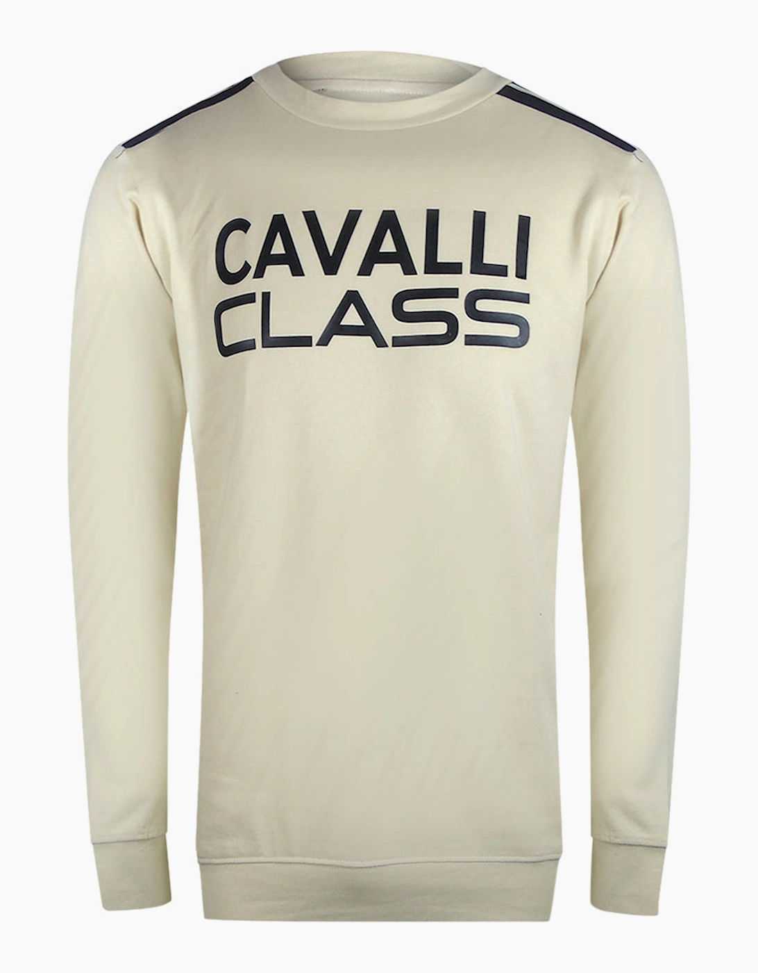 Roberto Cavalli Men's Tan Cavalli Class Taped Shoulder Beige Sand Sweatshirt - Size: 44/Regular