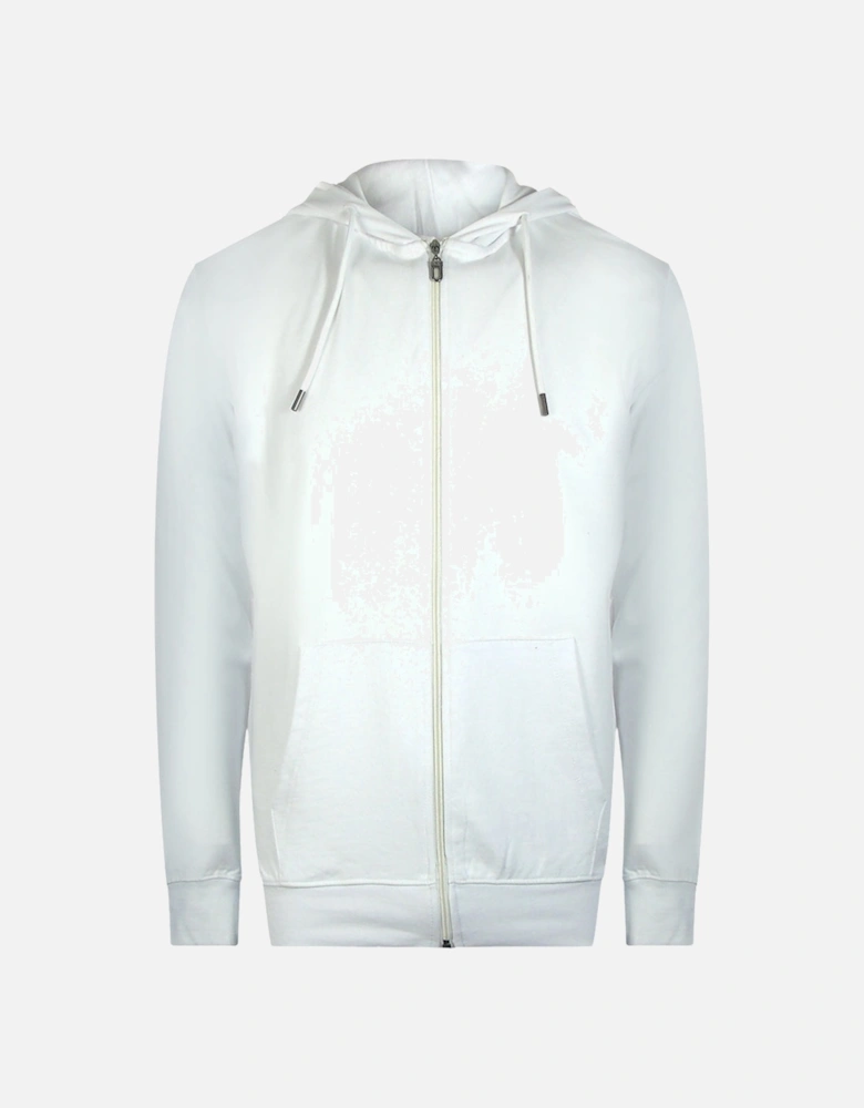 Cavalli Class Bold Floral Logo Off White Zip-Up Hoodie