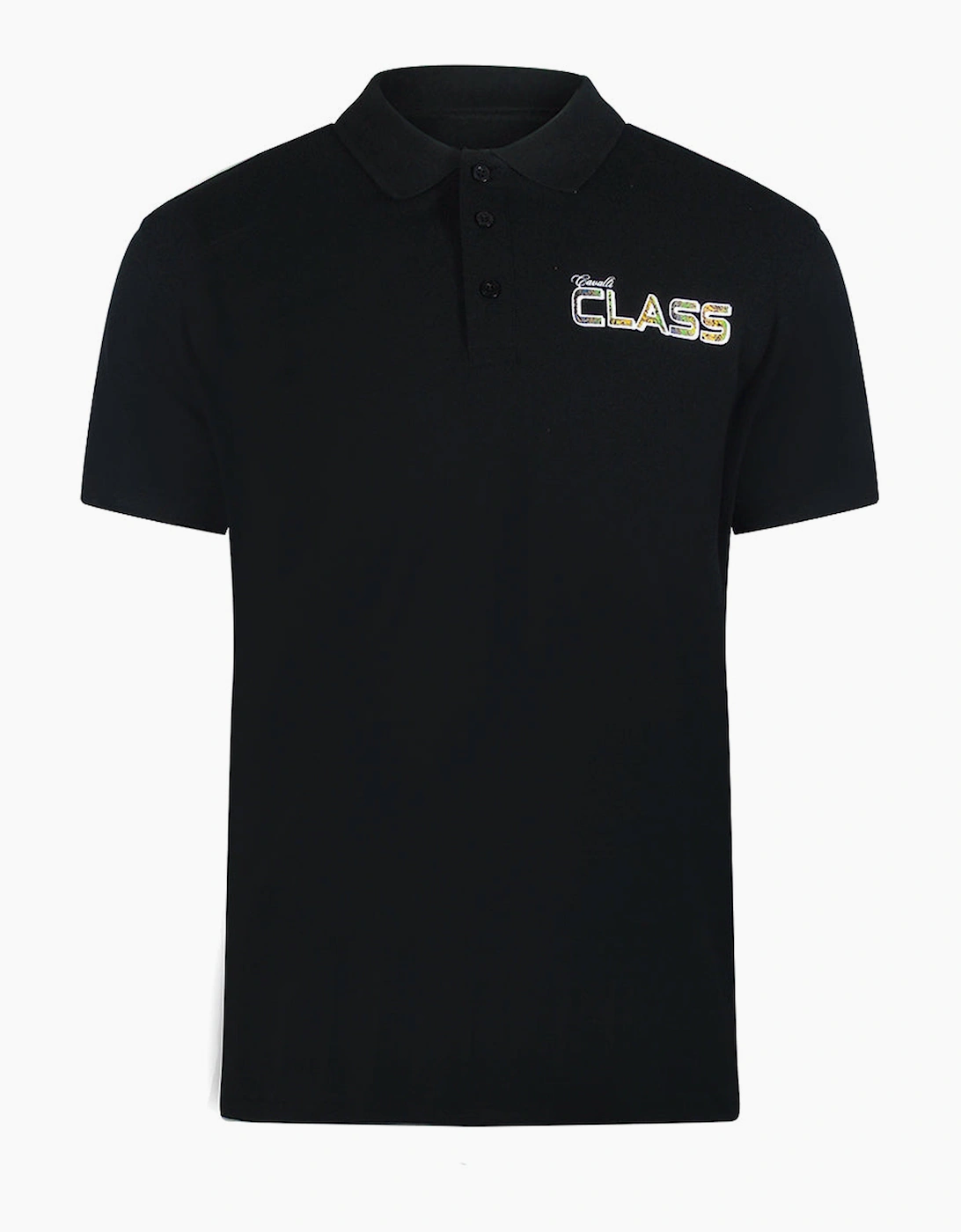 Roberto Cavalli Men's Black Cavalli Class Vibrant Floral Logo Polo Shirt - Size: 40