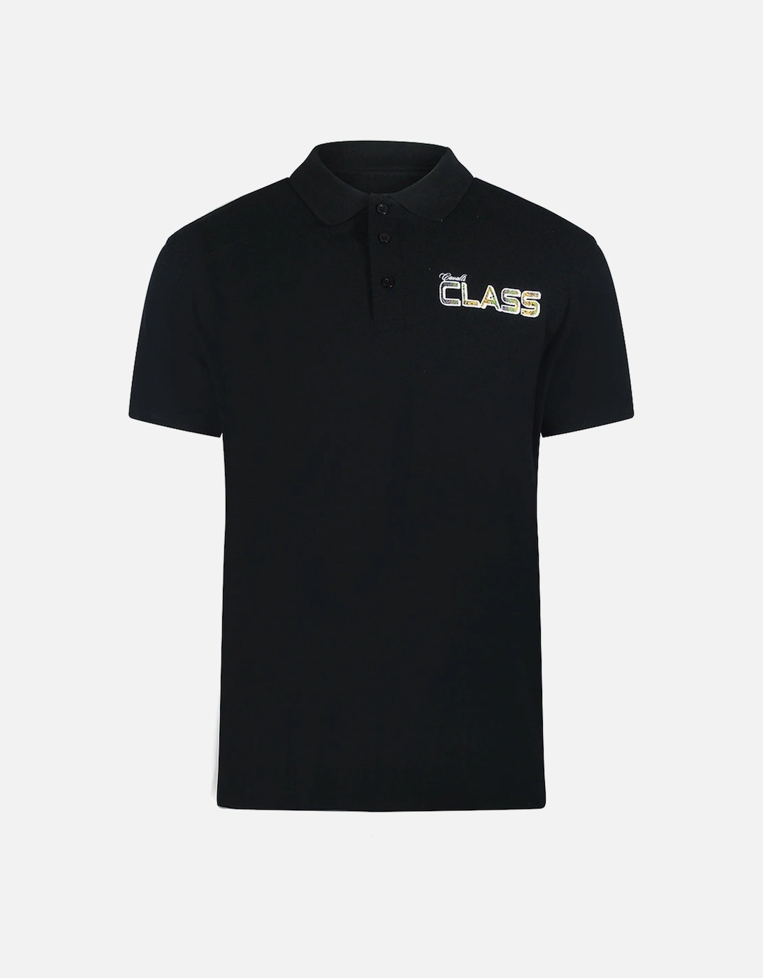 Cavalli Class Vibrant Floral Logo Black Polo Shirt, 3 of 2