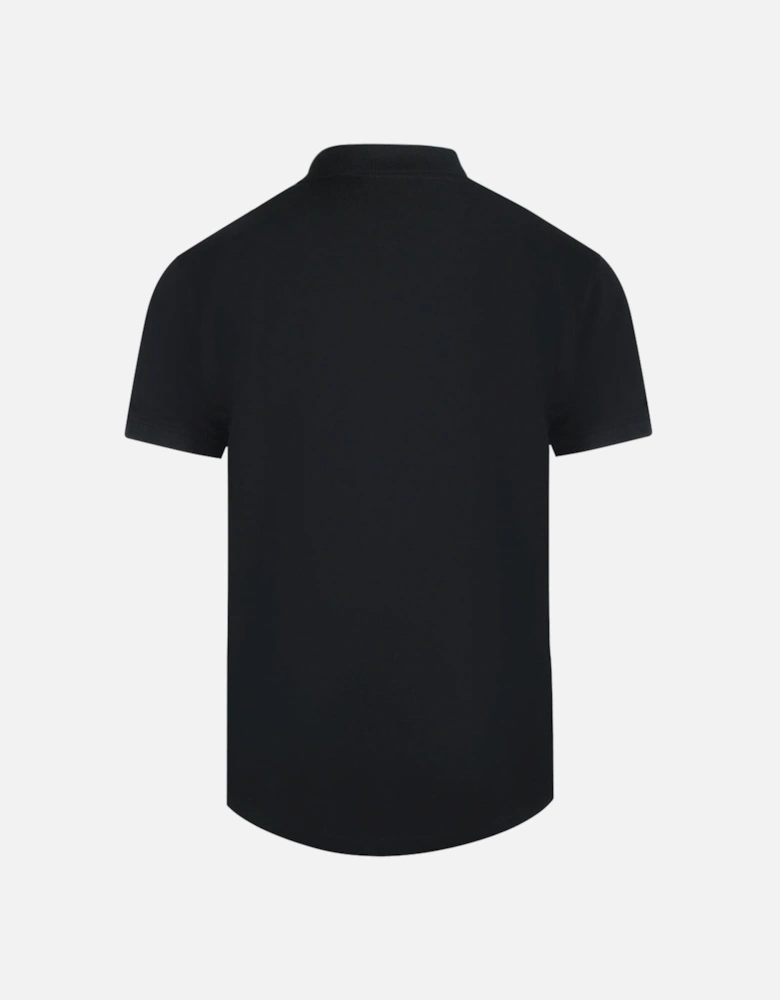 Cavalli Class Vibrant Floral Logo Black Polo Shirt