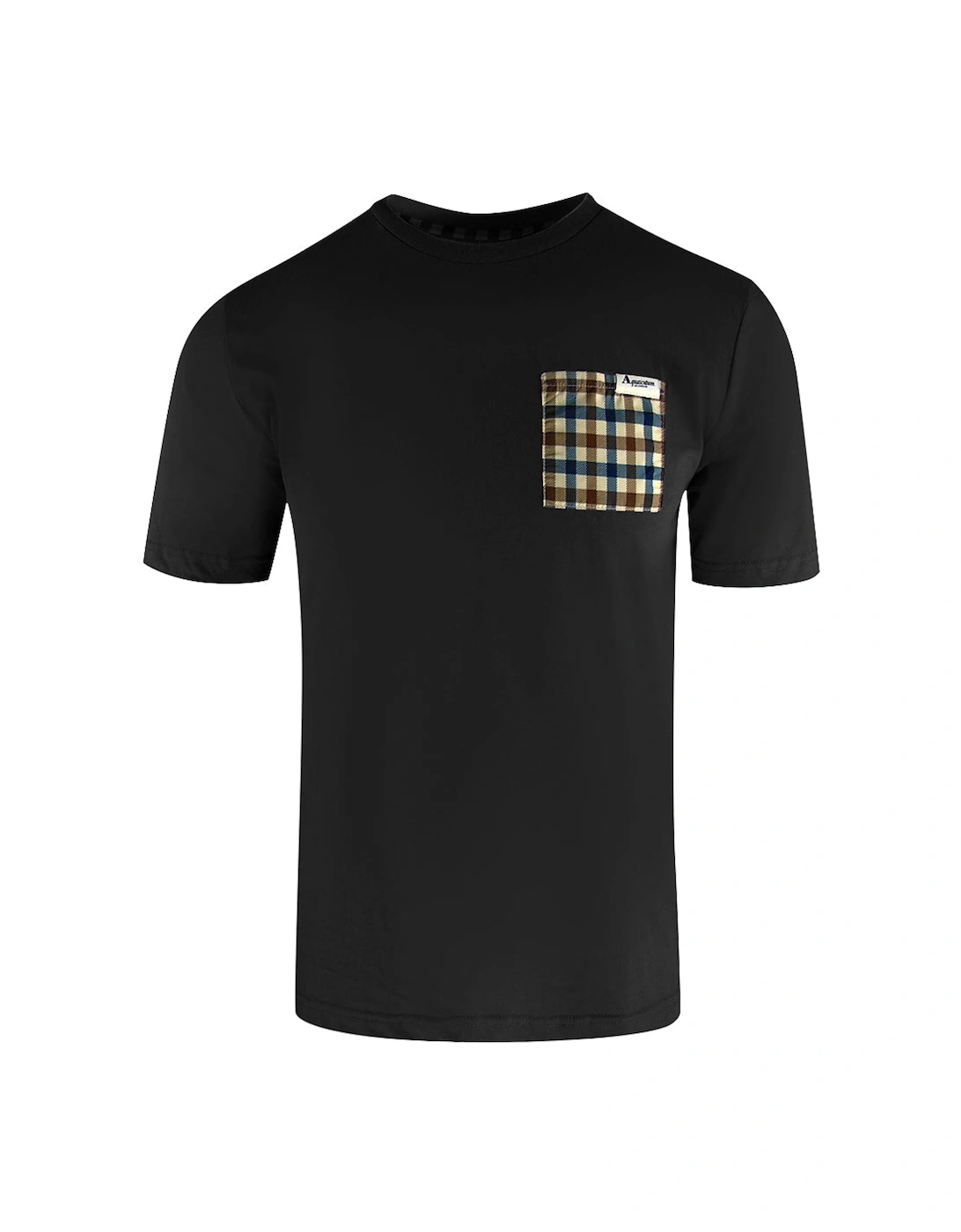 Aquascutum Men's Black Active Check Pocket T-Shirt - : 38 M