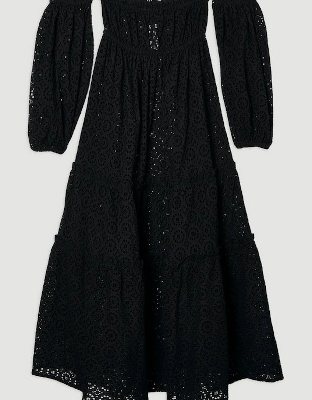 Off Shoulder Broderie Maxi Beach Woven Dress