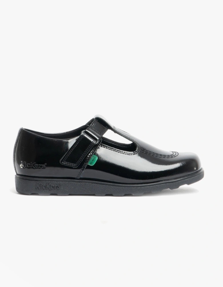 115177 FRAGMA T-BAR Girls School Shoes Patent Black