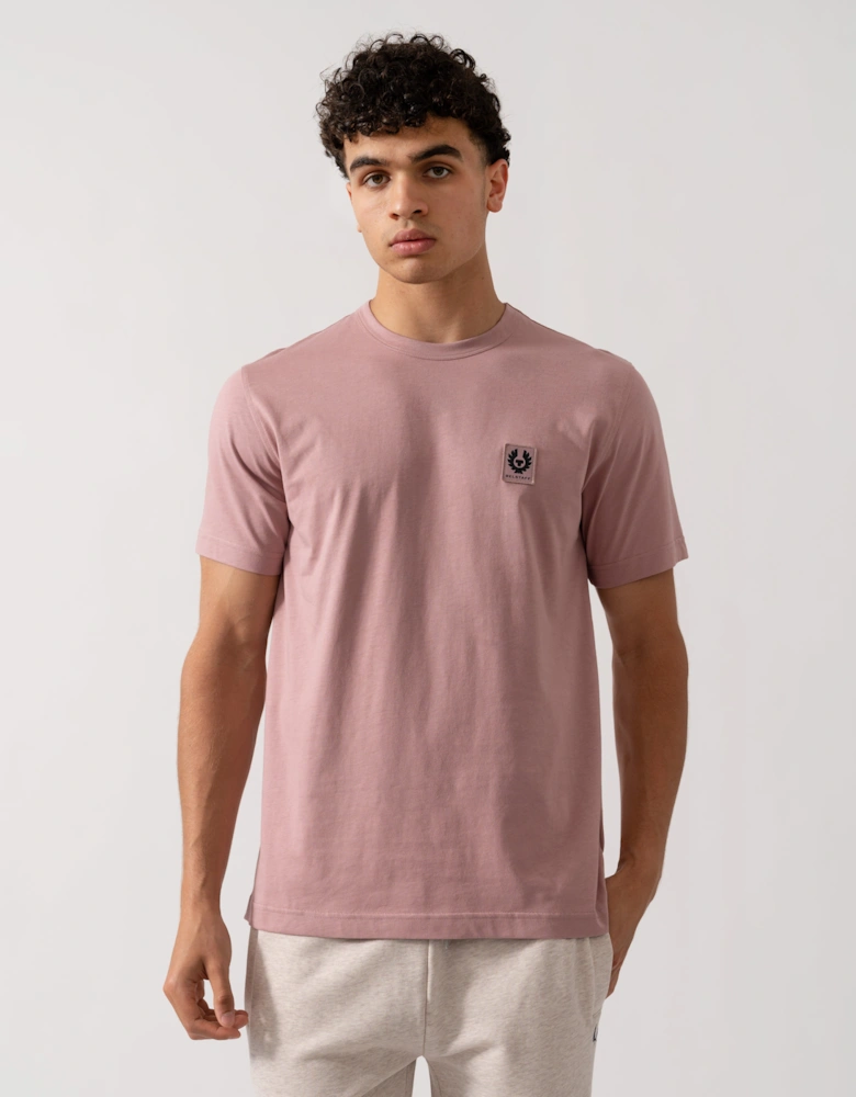 Short Sleeved Mens Logo Patch T-Shirt - Wood Rose