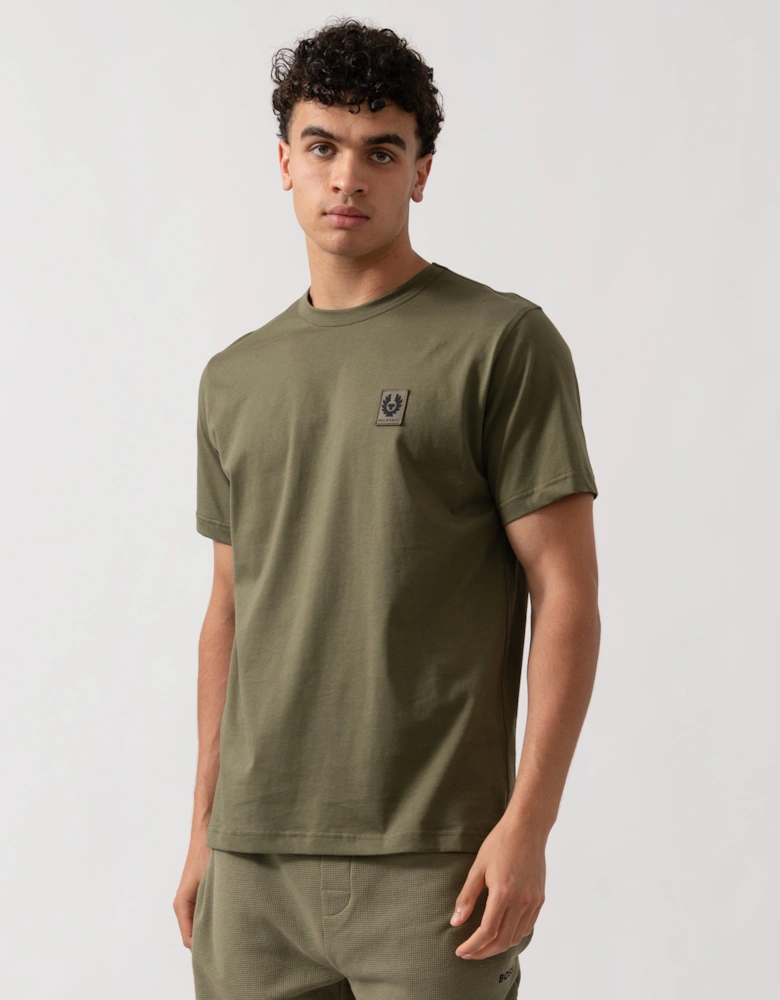Short Sleeved Mens Logo Patch T-Shirt - True Olive