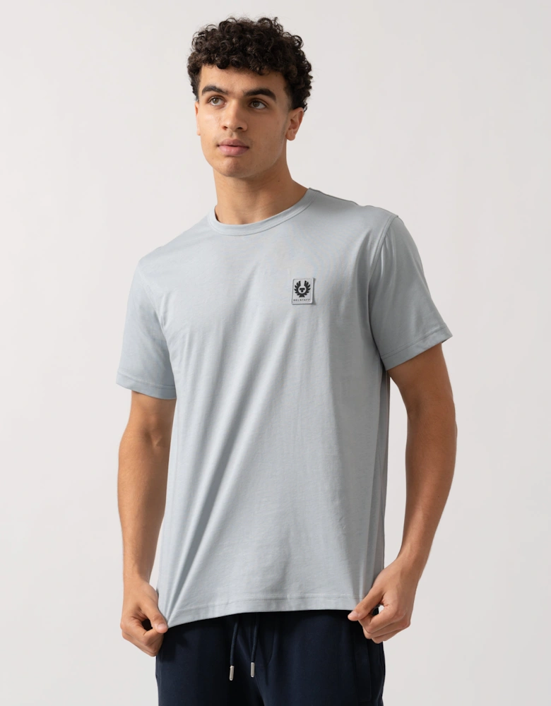 Short Sleeved Mens Logo Patch T-Shirt - Quarry Blue