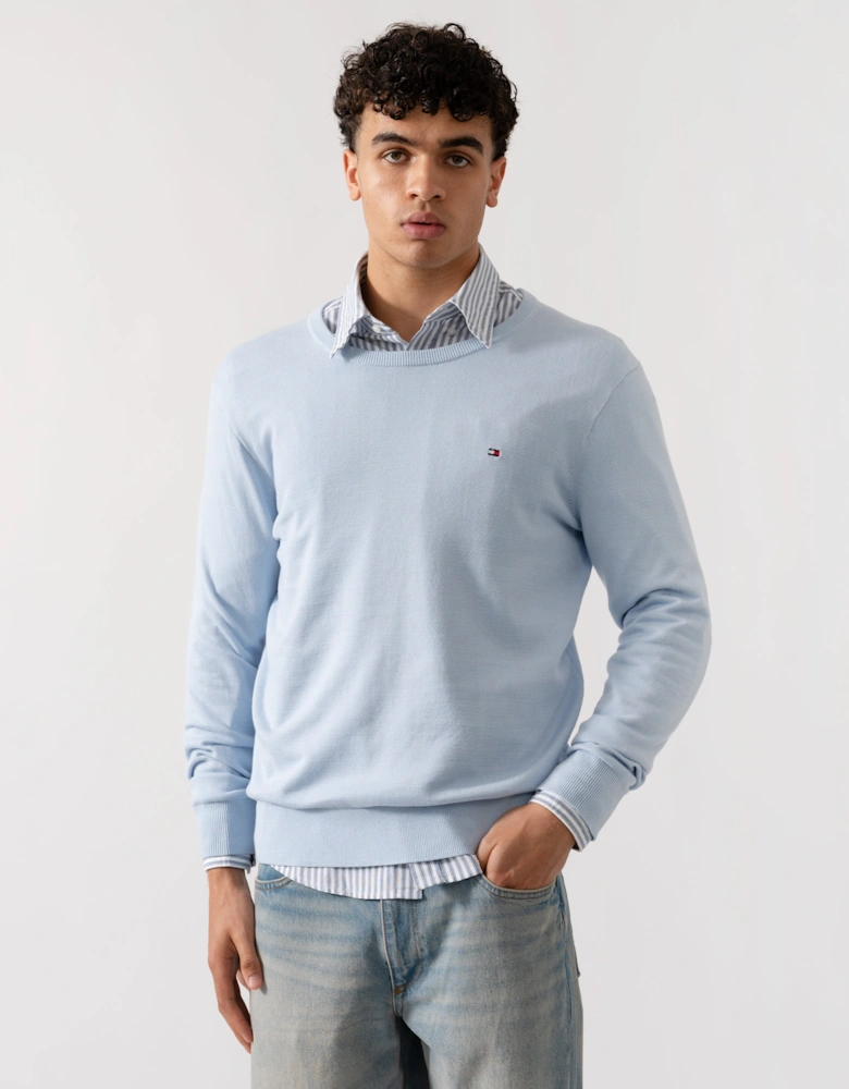Essential Cotton Crew Neck Mens Sweatshirt - Breezy Blue