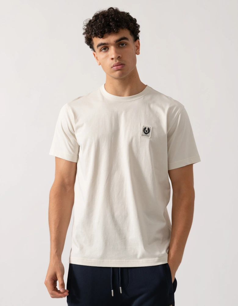 Short Sleeved Mens Logo Patch T-Shirt - Silver Birch