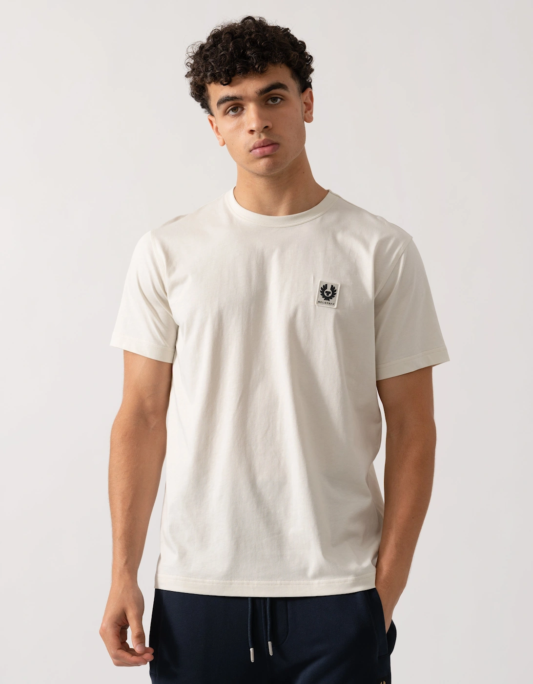 Short Sleeved Mens Logo Patch T-Shirt - Silver Birch, 2 of 1