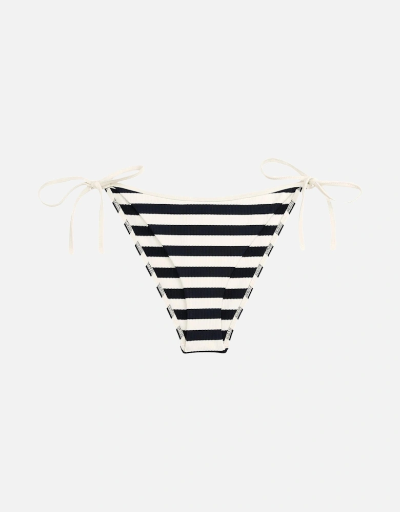 Nautical Stripe Ribbed Bikini Bottoms, Navy/Ivory