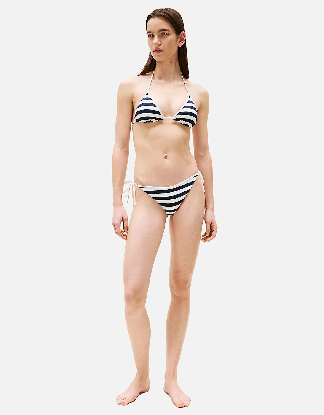 Nautical Stripe Ribbed Bikini Bottoms, Navy/Ivory