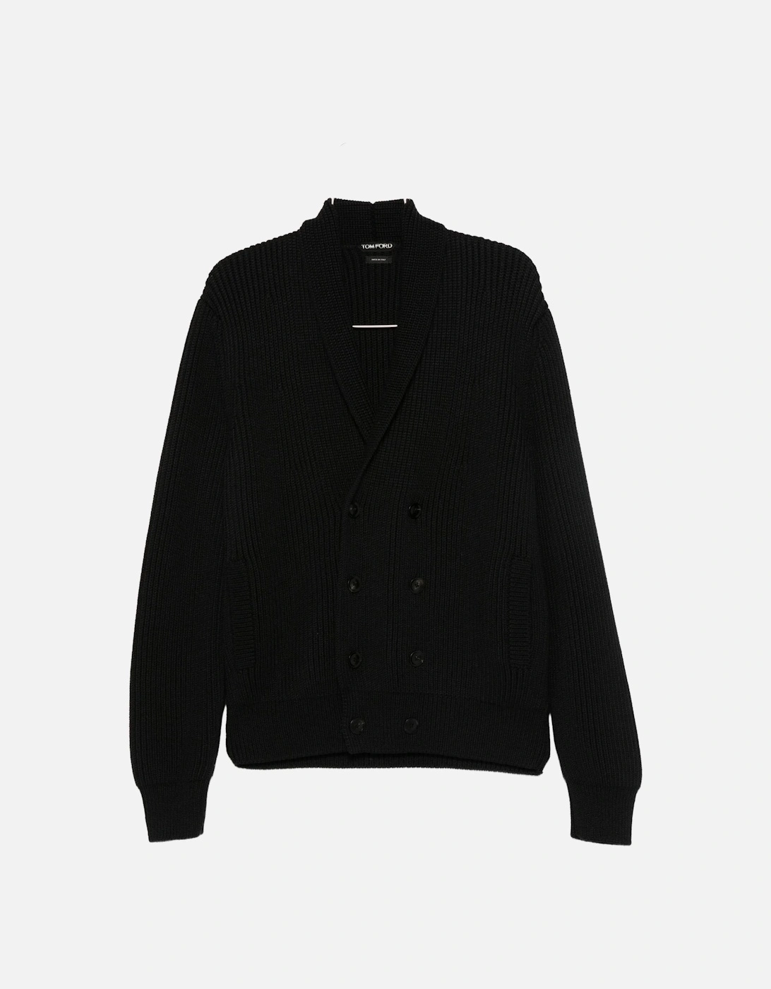Wool Silk Shawl Collar Cardigan Black, 6 of 5