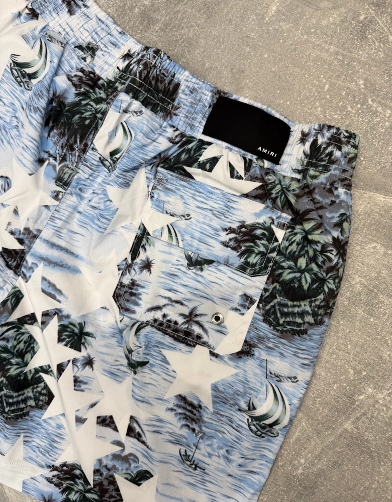 TROPICAL STAR SWIM SHORTS BLUE
