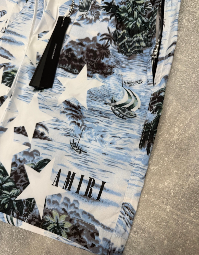 TROPICAL STAR SWIM SHORTS BLUE