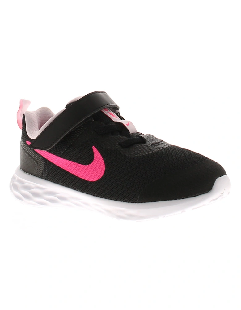 Infant Boys Trainers Revolution 6 Td Running Touch Fastening Pink and Black