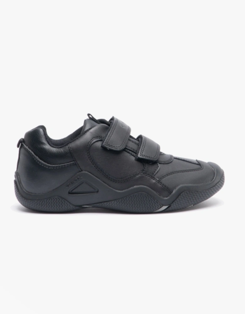 WADER Boys Leather Touch Fasten School Shoes Black