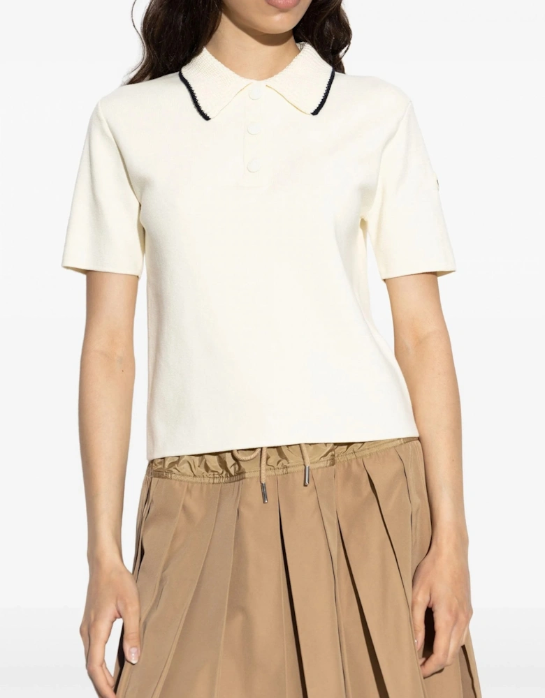 Womens Knitted Polo White