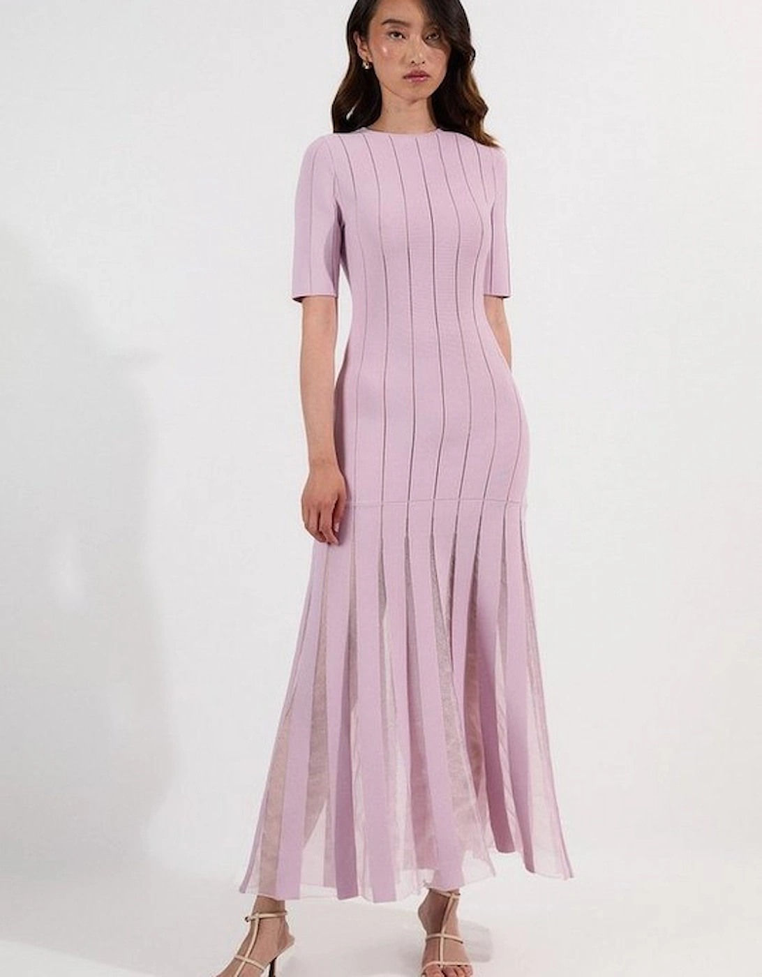 Viscose Blend Filament Full Skirt Knit Midi Dress, 2 of 1