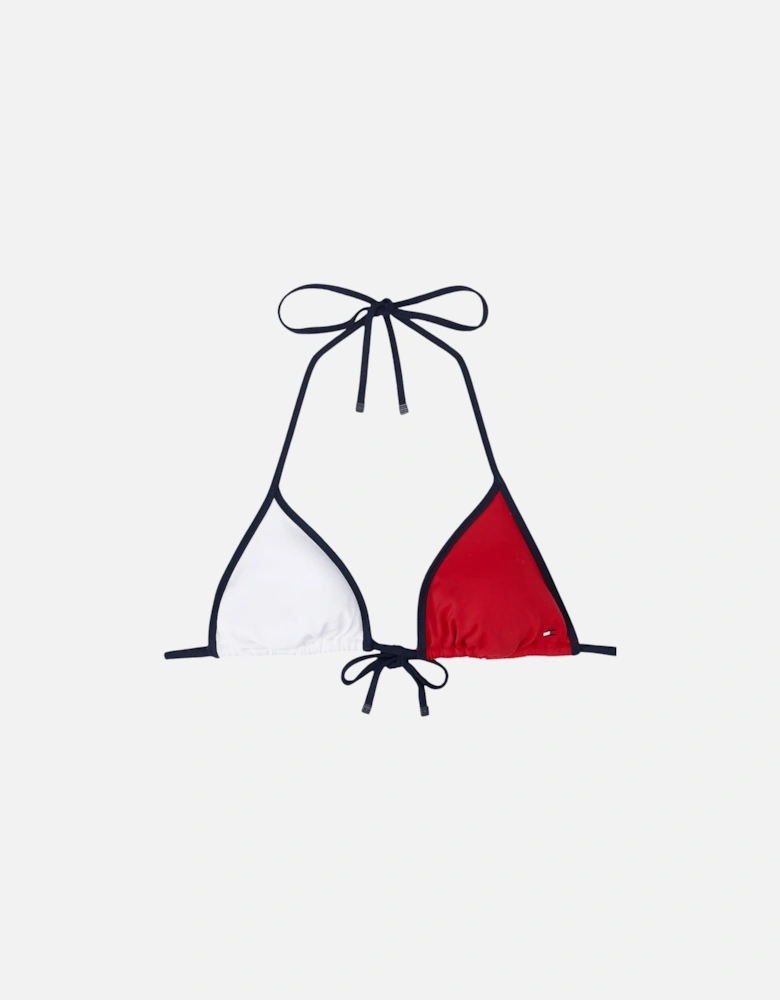 Logo Flag Colours Triangle Bikini Top, Red/White