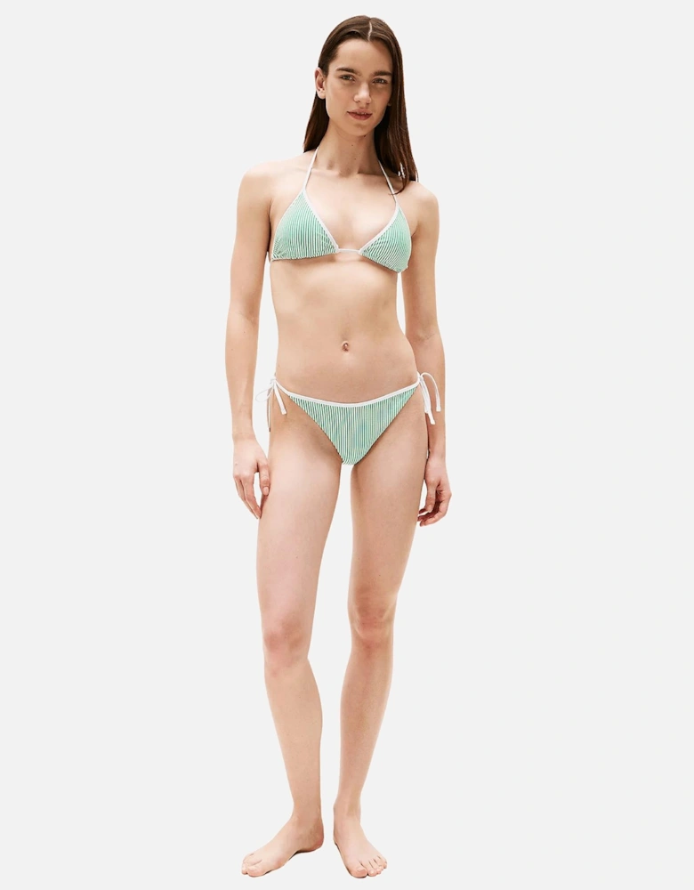 Seersucker Stripe Bikini Bottoms, Radiant Green
