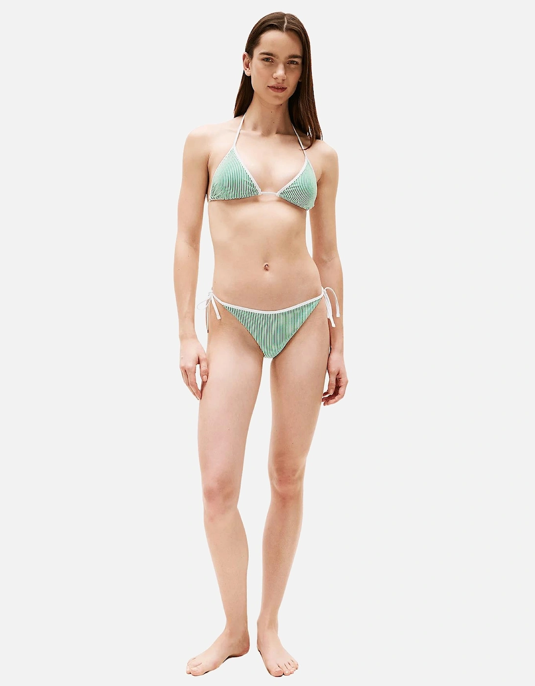 Seersucker Stripe Bikini Bottoms, Radiant Green