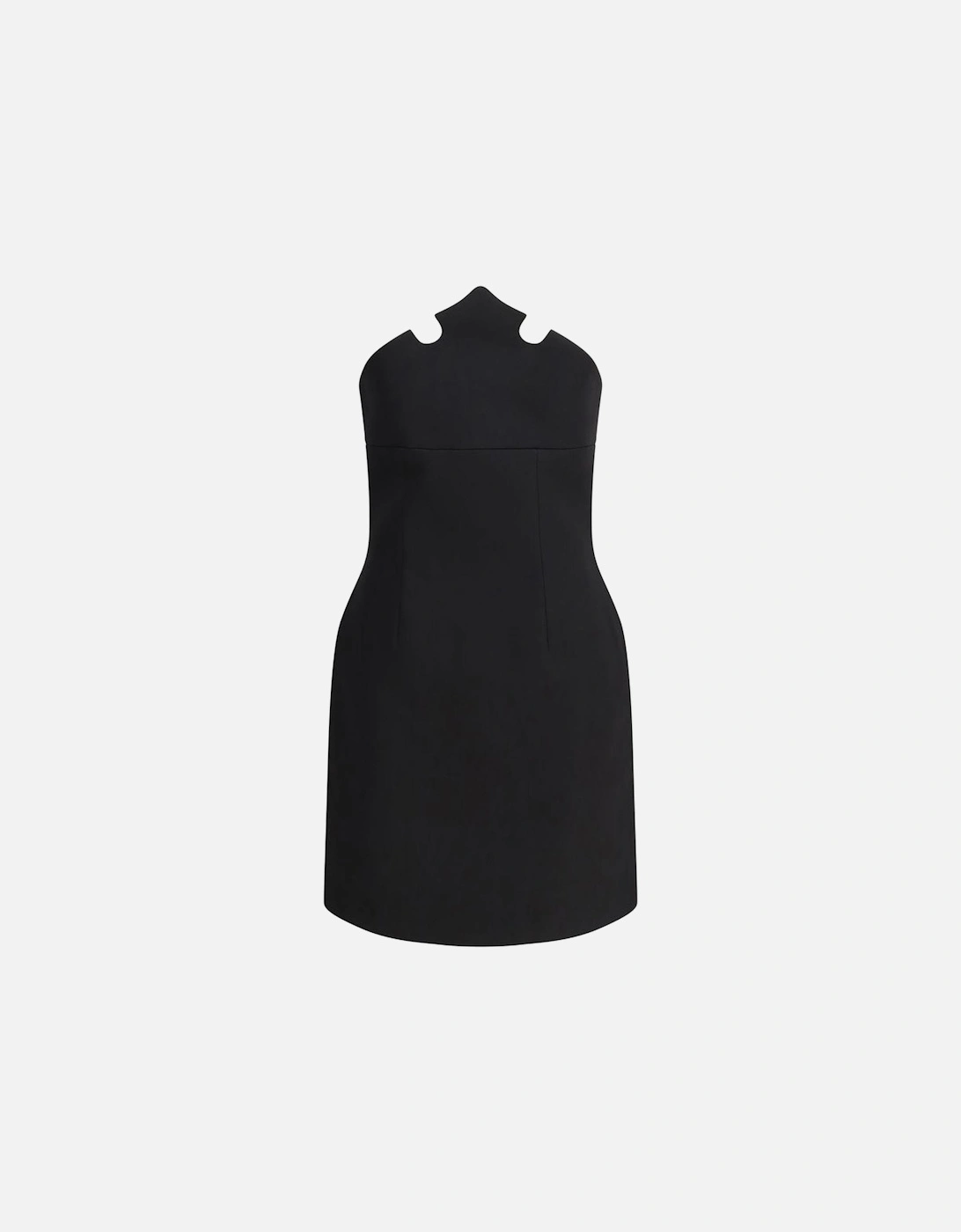 Short Crown Neckline Dress with Back Zipper Closure Women - Black, 4 of 3