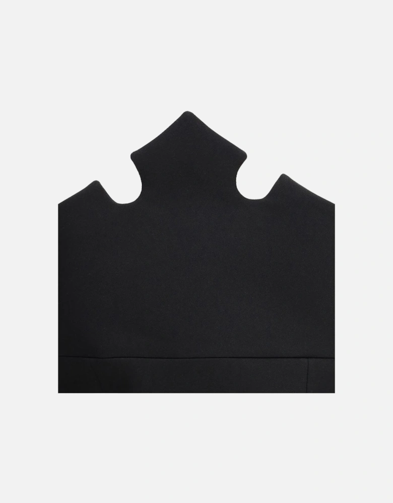 Short Crown Neckline Dress with Back Zipper Closure Women - Black