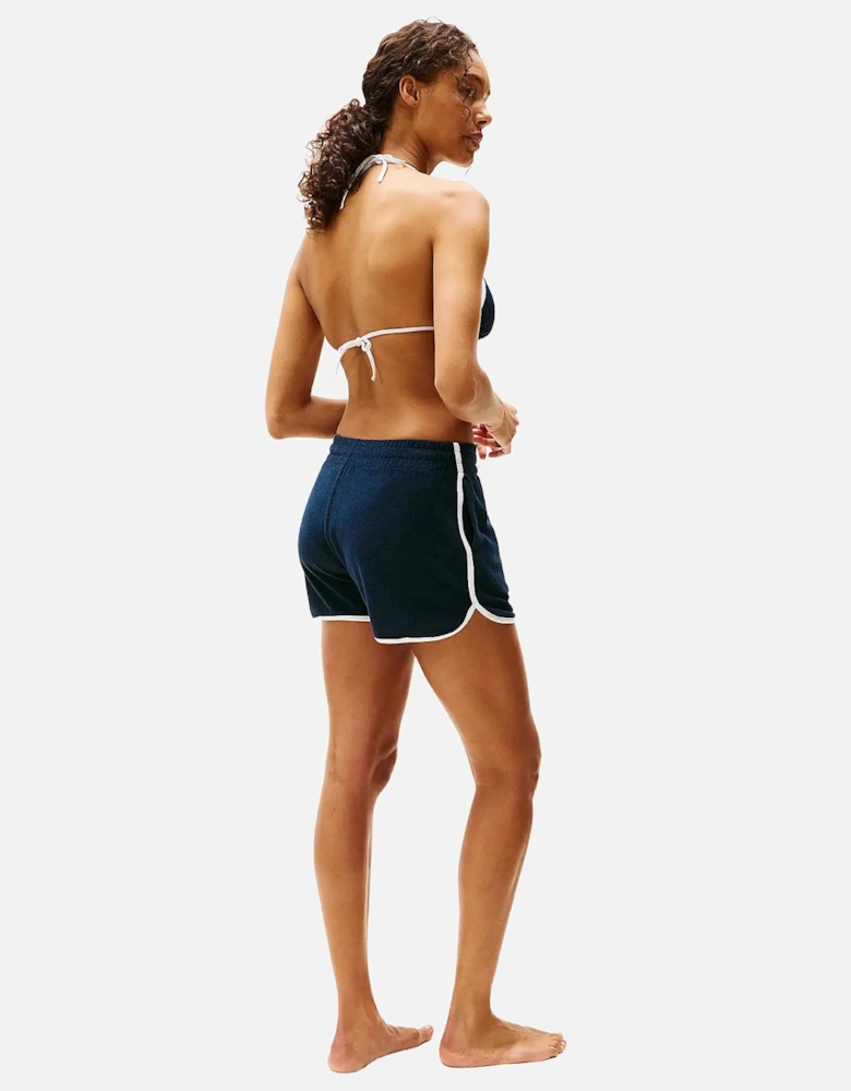 Embroidered Flag Terry Shorts, Navy