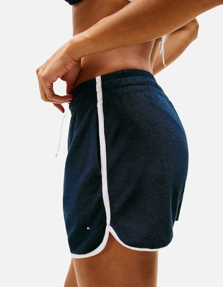 Embroidered Flag Terry Shorts, Navy