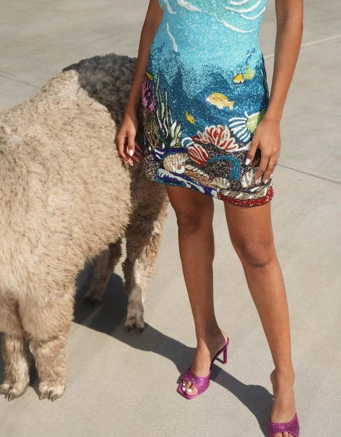 Mira Mini Beaded Dress Blue