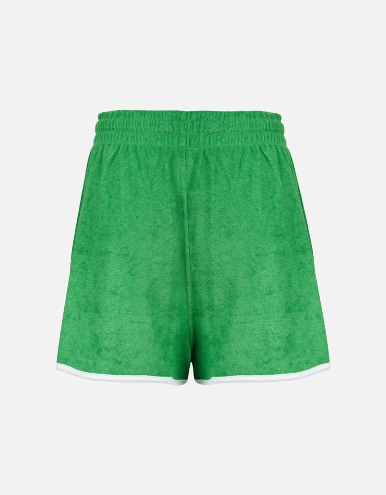 Embroidered Flag Terry Shorts, Radiant Green