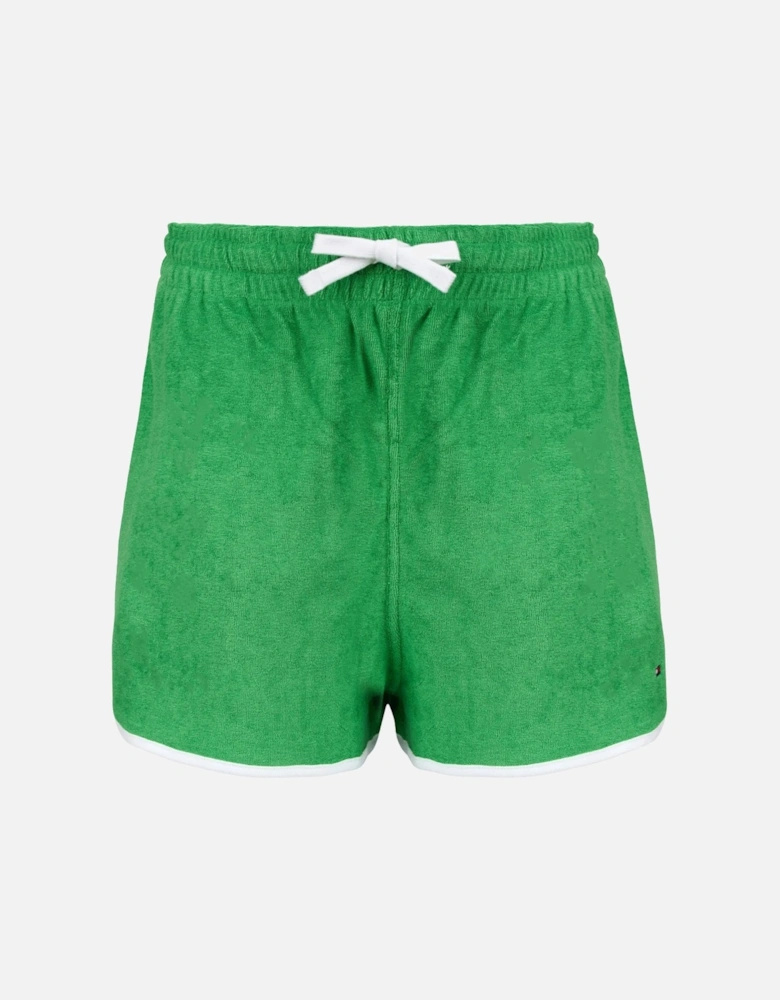 Embroidered Flag Terry Shorts, Radiant Green