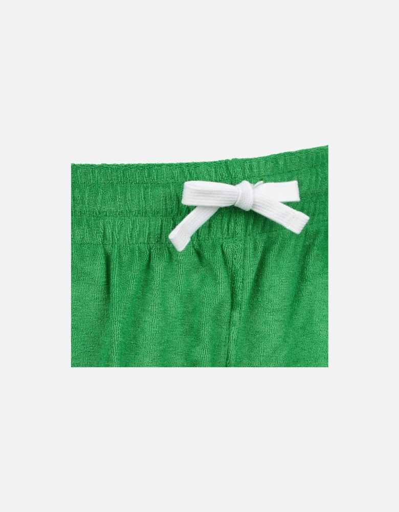 Embroidered Flag Terry Shorts, Radiant Green