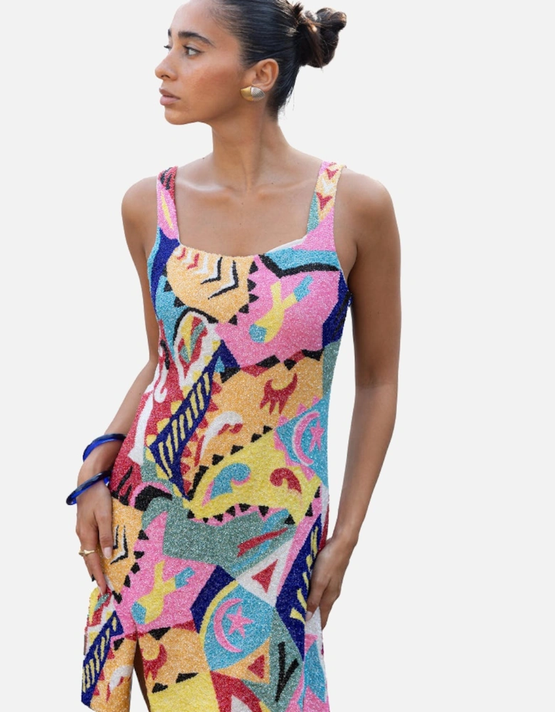 Boston Vibrant Hand-Beaded Dress