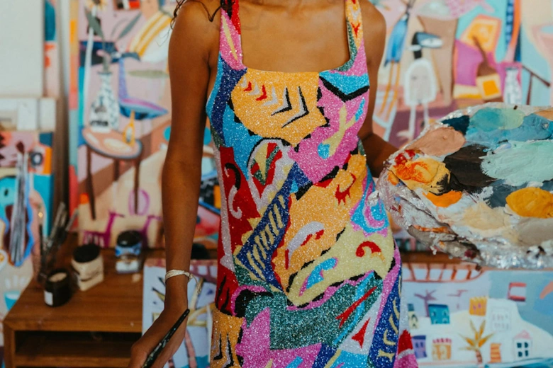 Boston Vibrant Hand-Beaded Dress