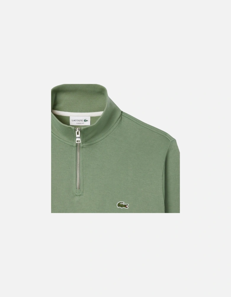 Zip-Up High Neck Interlock Sweatshirt Thyme