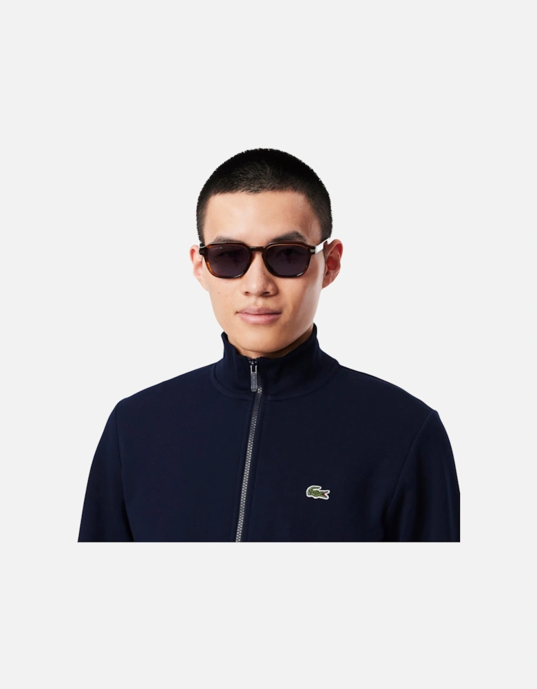 Zip-Up High Neck Fleece Track Top Sweatshirt Midnight Blue