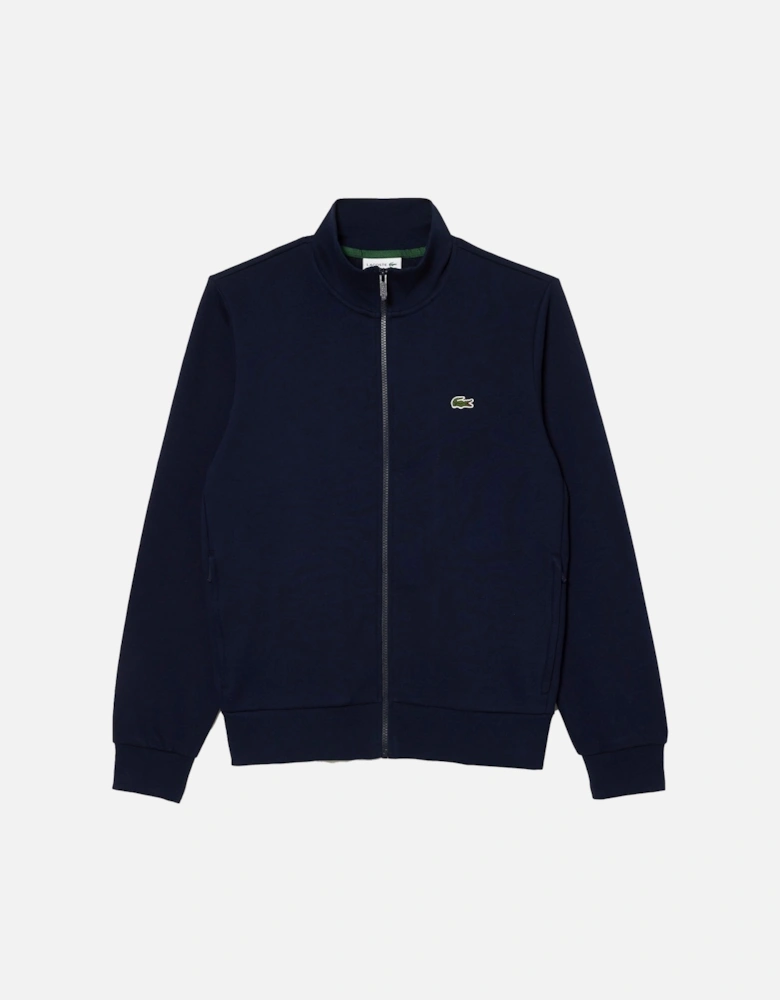 Zip-Up High Neck Fleece Track Top Sweatshirt Midnight Blue