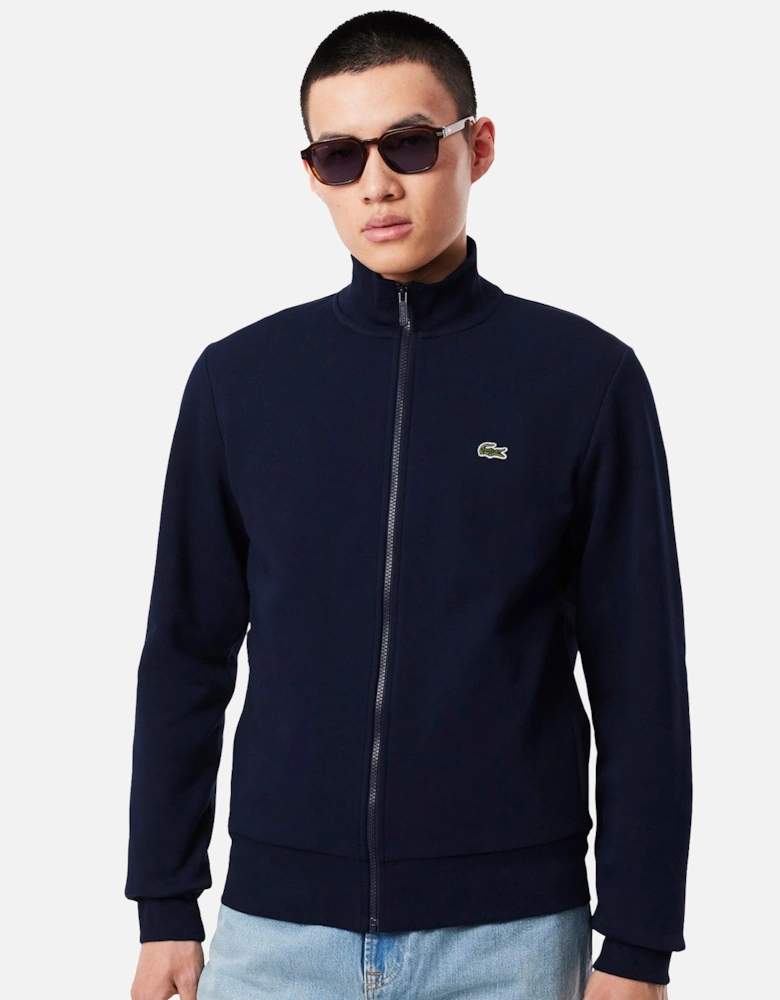 Zip-Up High Neck Fleece Track Top Sweatshirt Midnight Blue