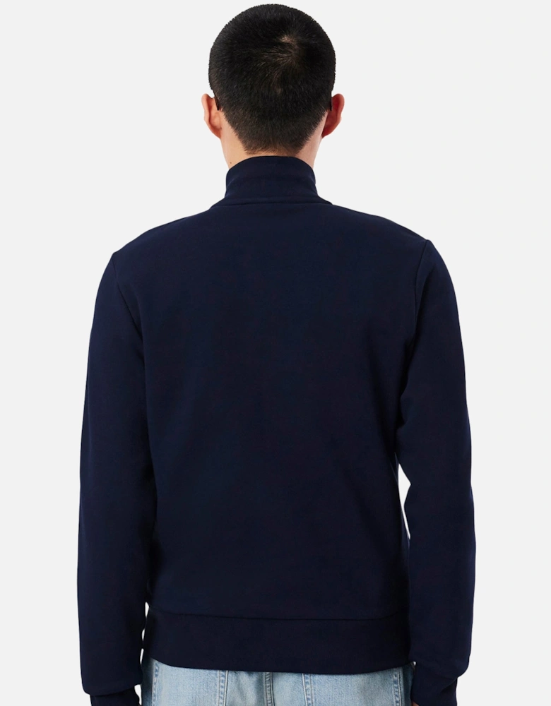 Zip-Up High Neck Fleece Track Top Sweatshirt Midnight Blue