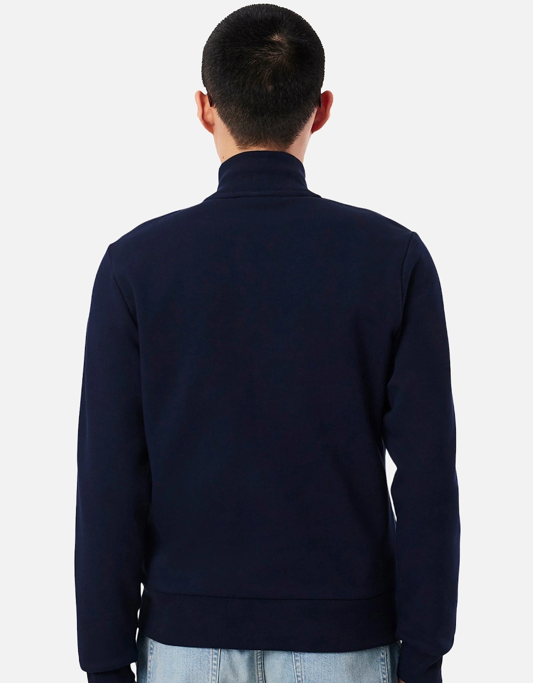 Zip-Up High Neck Fleece Track Top Sweatshirt Midnight Blue