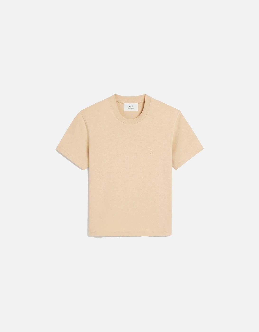 Men's Ami Paris Embossed Logo T Shirt Beige - Tan - Size: 42