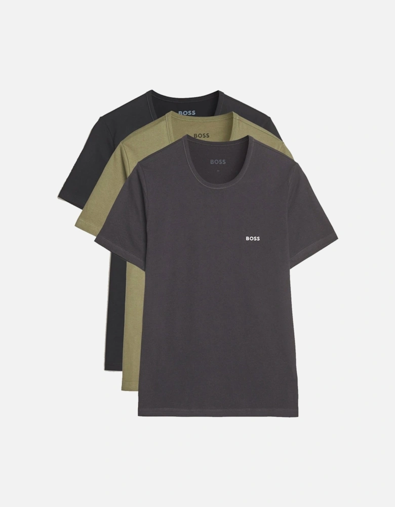 BOSS 3 Pack Cotton T-Shirts Black/Dark Grey/Khaki Green